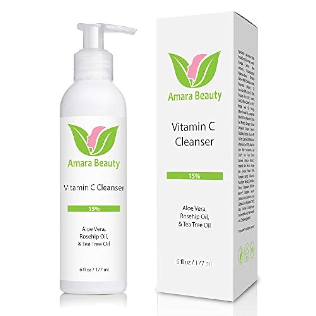 Amara Organics Limpiador facial con 15% de Vitamina C, 6 fl
