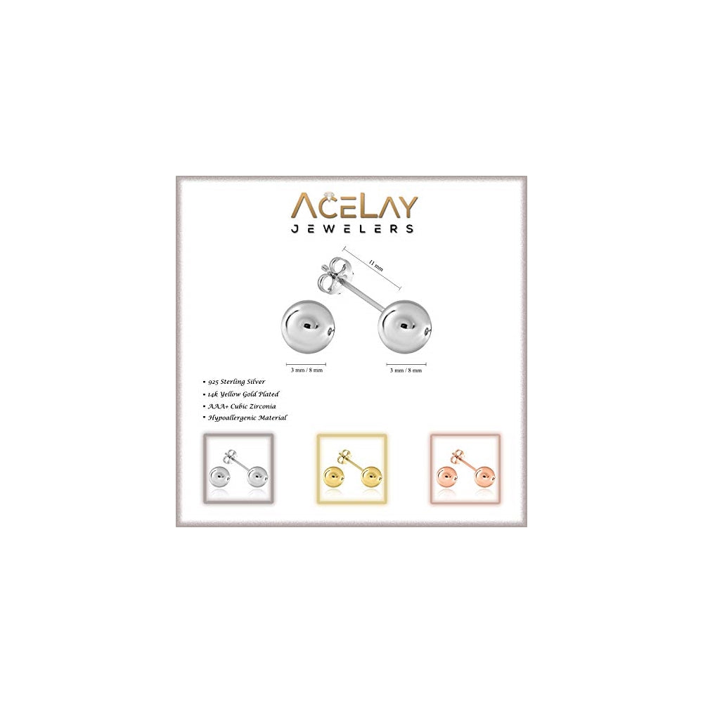 Aretes tipo dormilona de plata esterlina para mujeres