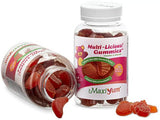 Maxi-Health Multi-Licious Vitaminas para adultos (60 gomas) masticables diarias multivitaminas de hierro, biotina, ácido fólico, suave, natural, orgánico, sabor de cerezo Kosher