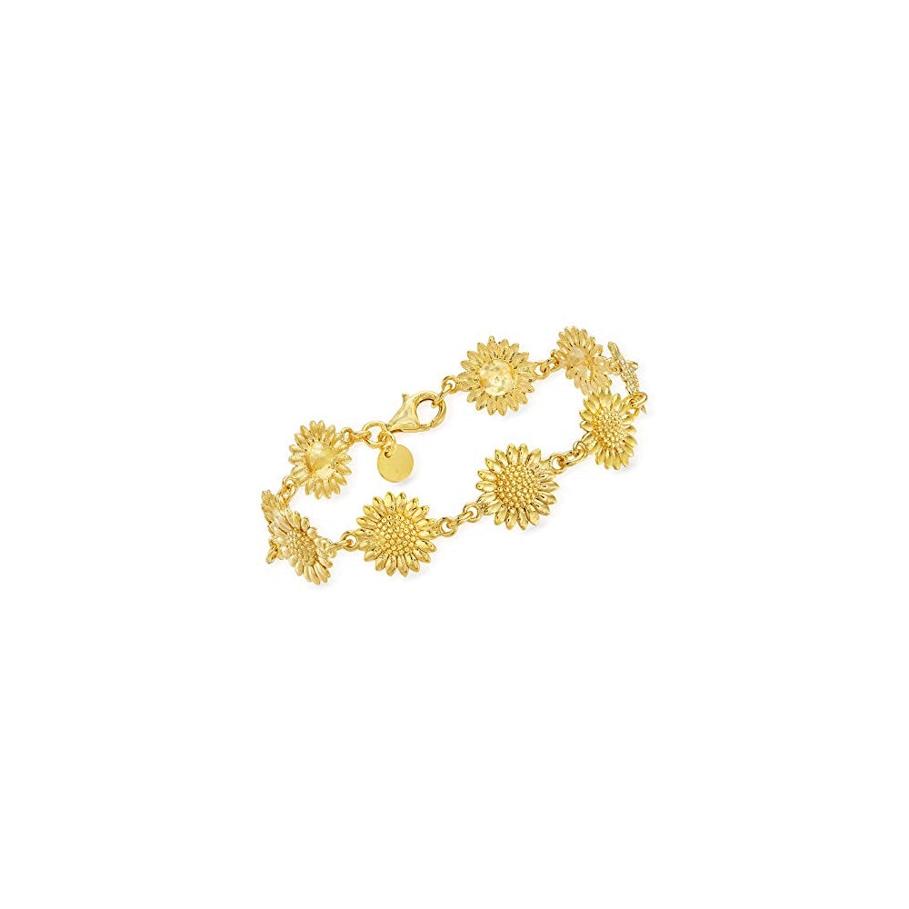 Pulseras italiana de oro de 18 quilates sobre girasol de ley
