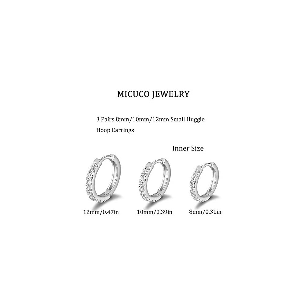 Aretes pequeños de aro para mujeres 3 pares