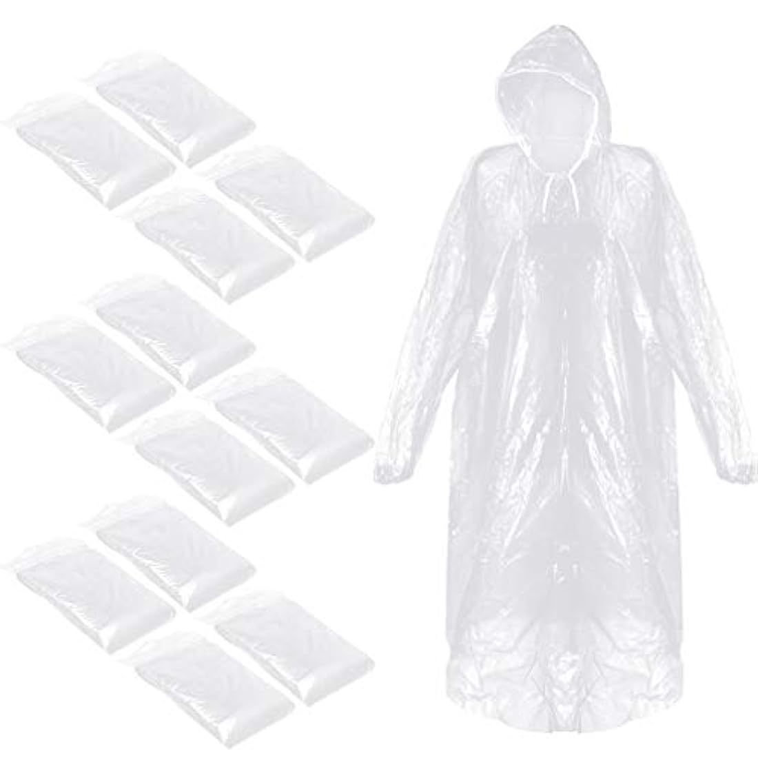 Roctee 12 ponchos desechables para lluvia, impermeables para adultos, chubasqueros de emergencia con capucha con cordón y muñecas elásticas para camping, senderismo, pesca, actividades al aire libre