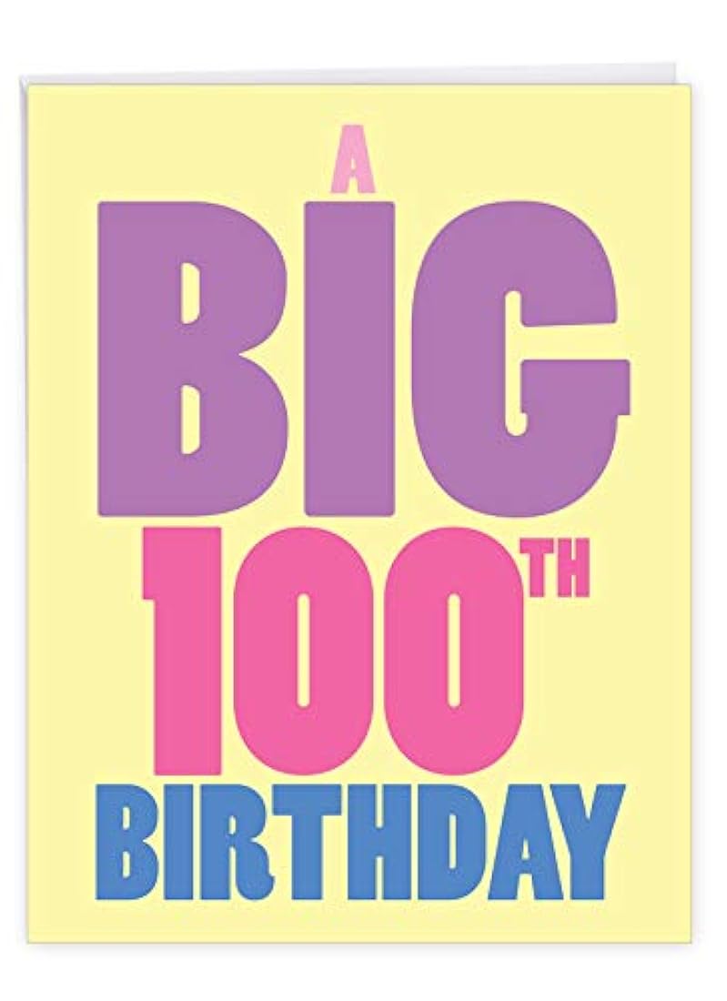 NobleWorks - Large Happy Birthday Greeting Card (8.5 x 11 Inch) - Group Congratulations, Big Milestone Celebration - Big 100 J9073MBG