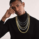 Cadena trenzada de acero inoxidable con bañado en oro 18 K