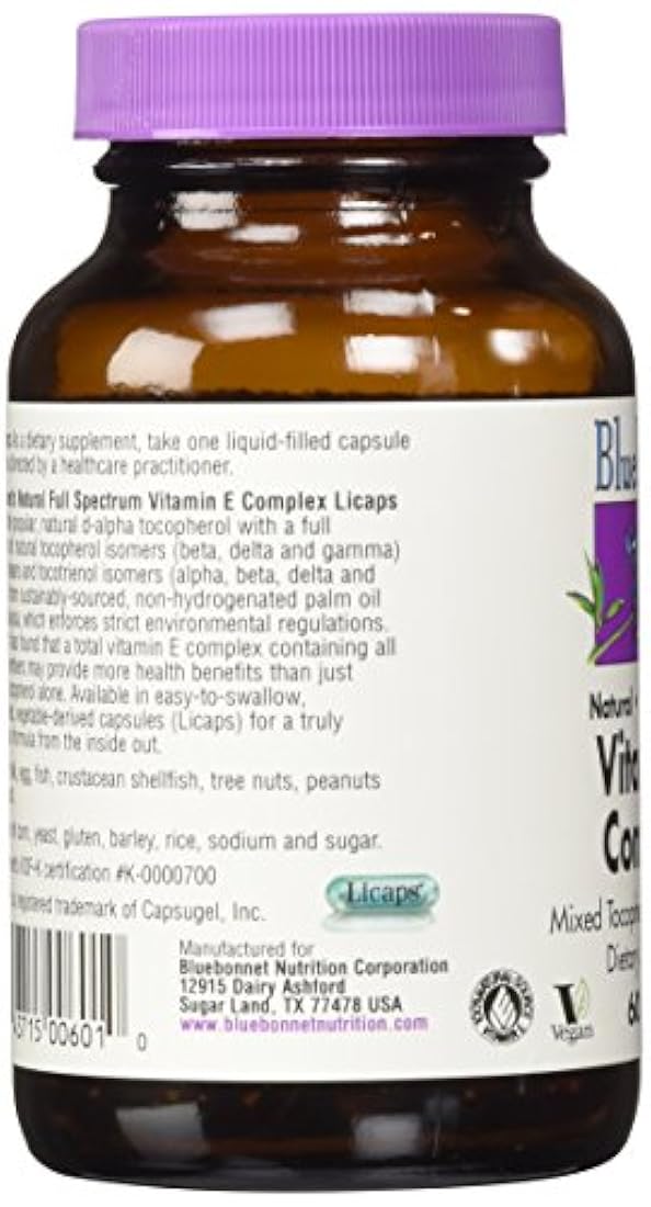 Bluebonnet Natural Full Spectrum Vitamina E Complejo - 60 Licaps