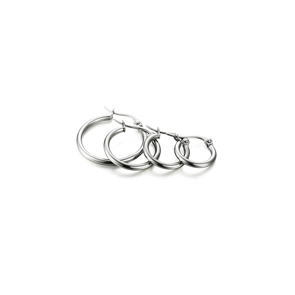Aretes de argollas de acero inoxidable para mujer