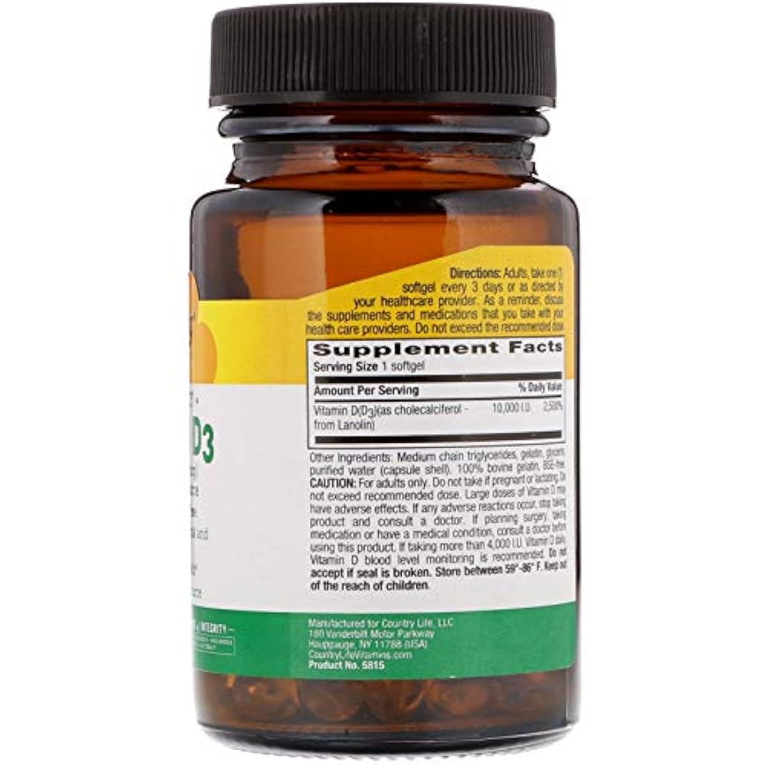 Vitamina D3 10000 IU País vida 60 Softgel