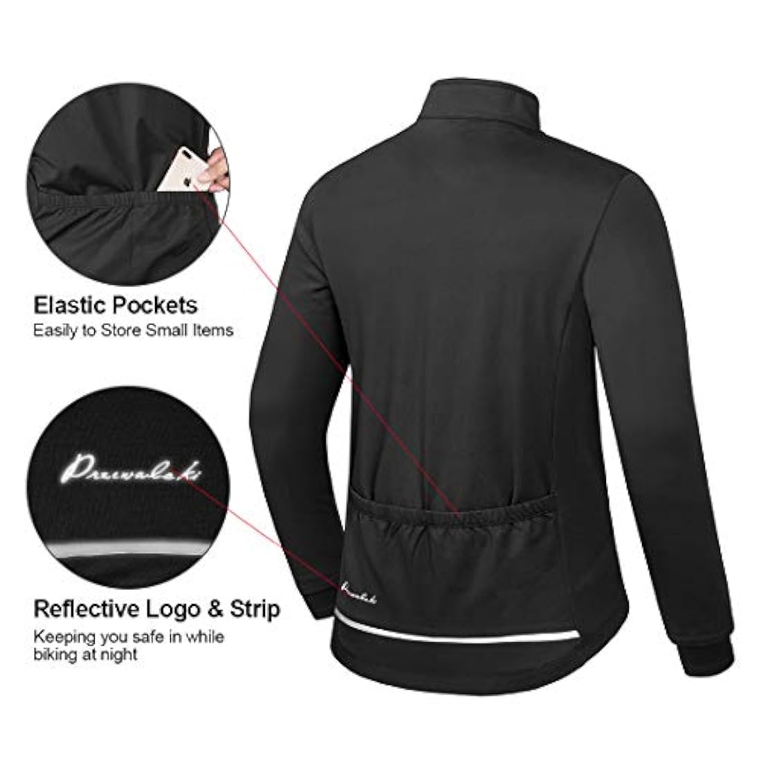 Przewalski - Chaqueta de ciclismo para hombre, chaqueta para correr, térmica, cortavientos, transpirable, reflectante, cortavientos