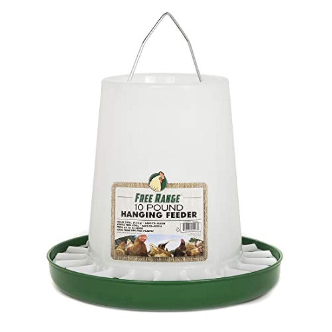 Comedero para aves de corral con colgante de plástico