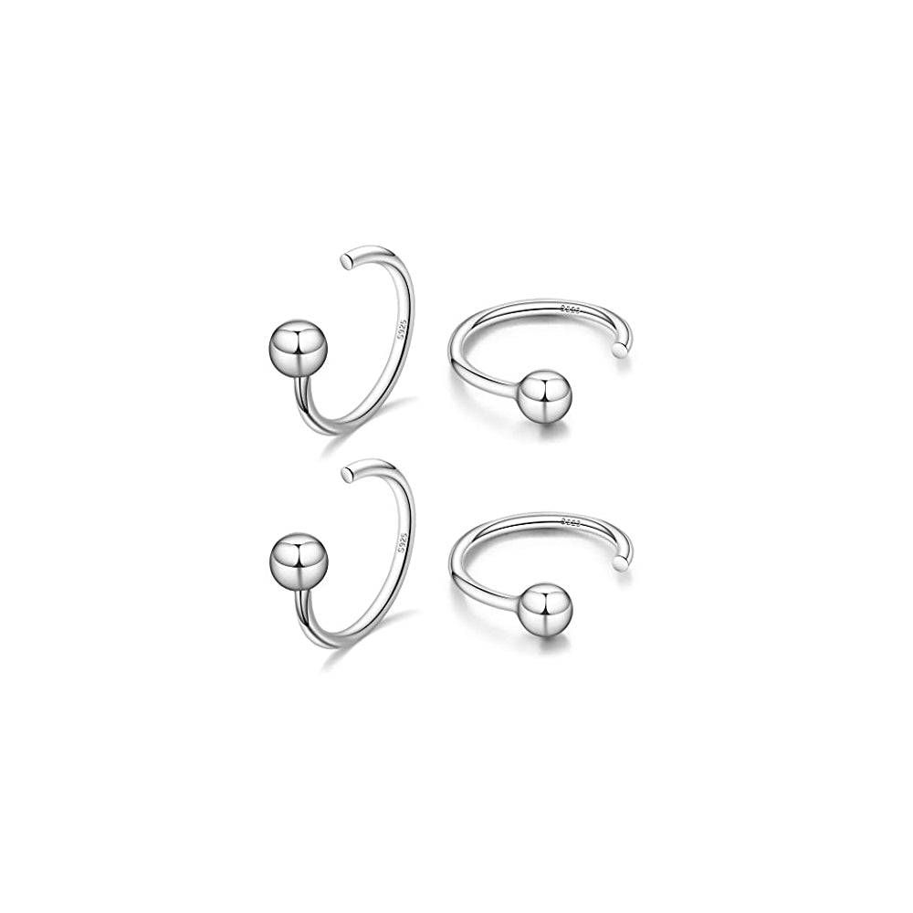 Aretes de aro de plata con forma de bola