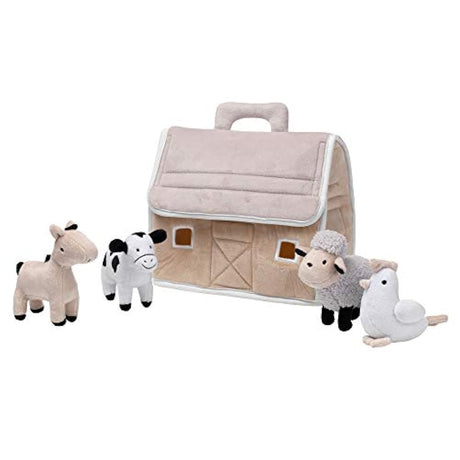 peluche con 4 animales de peluche, color gris y blanco