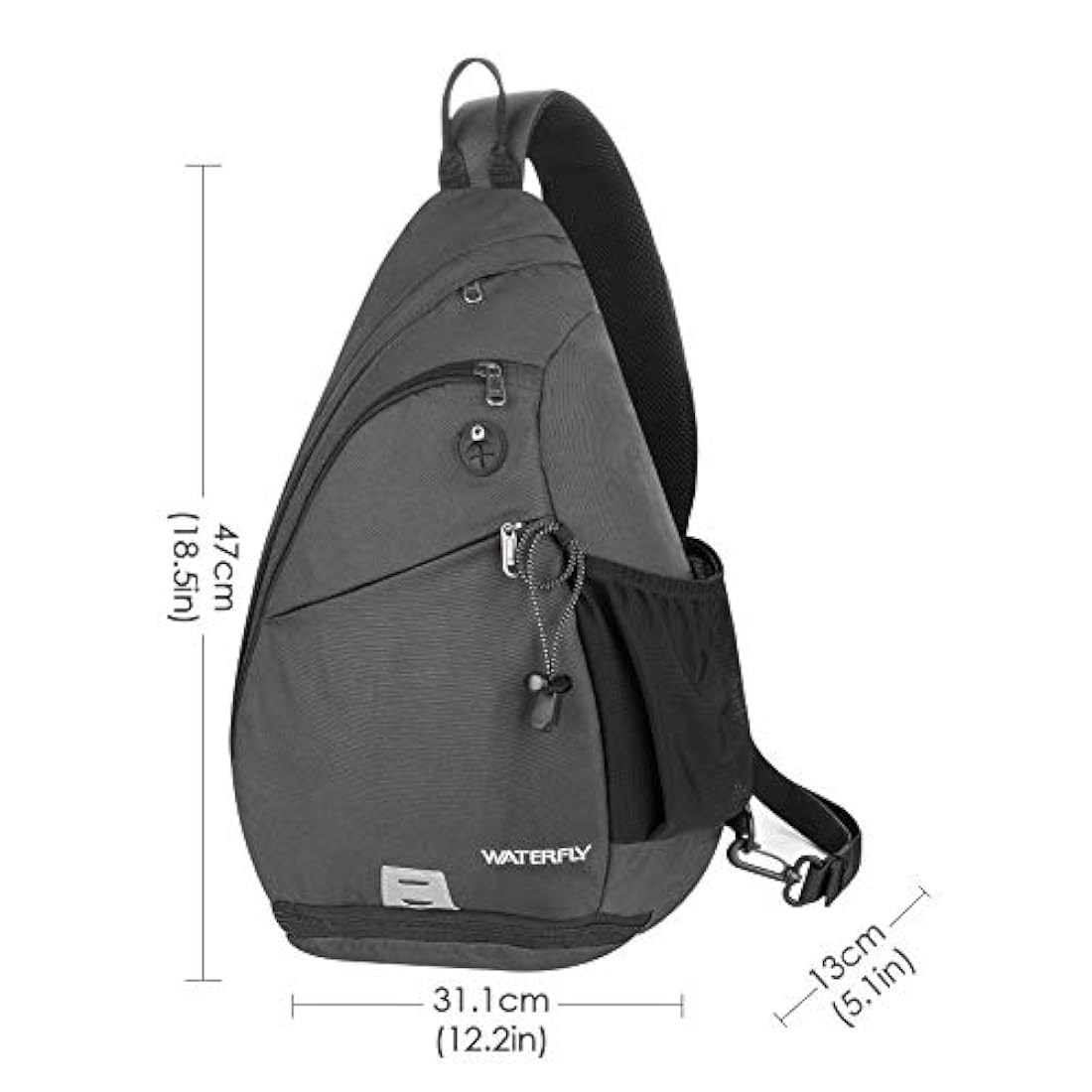 Morral cruzado, color Gris oscuro, WATERFLY