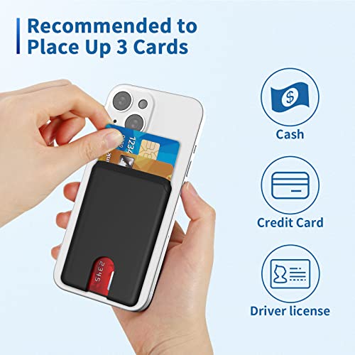 Senose - Soporte para tarjetas de teléfono, silicona para teléfono, soporte para tarjetas de crédito, funda para tarjeta de identificación compatible con iPhone 13/12 Pro Max Samsung Galaxy Smartphone, paquete de 3 (negro)
