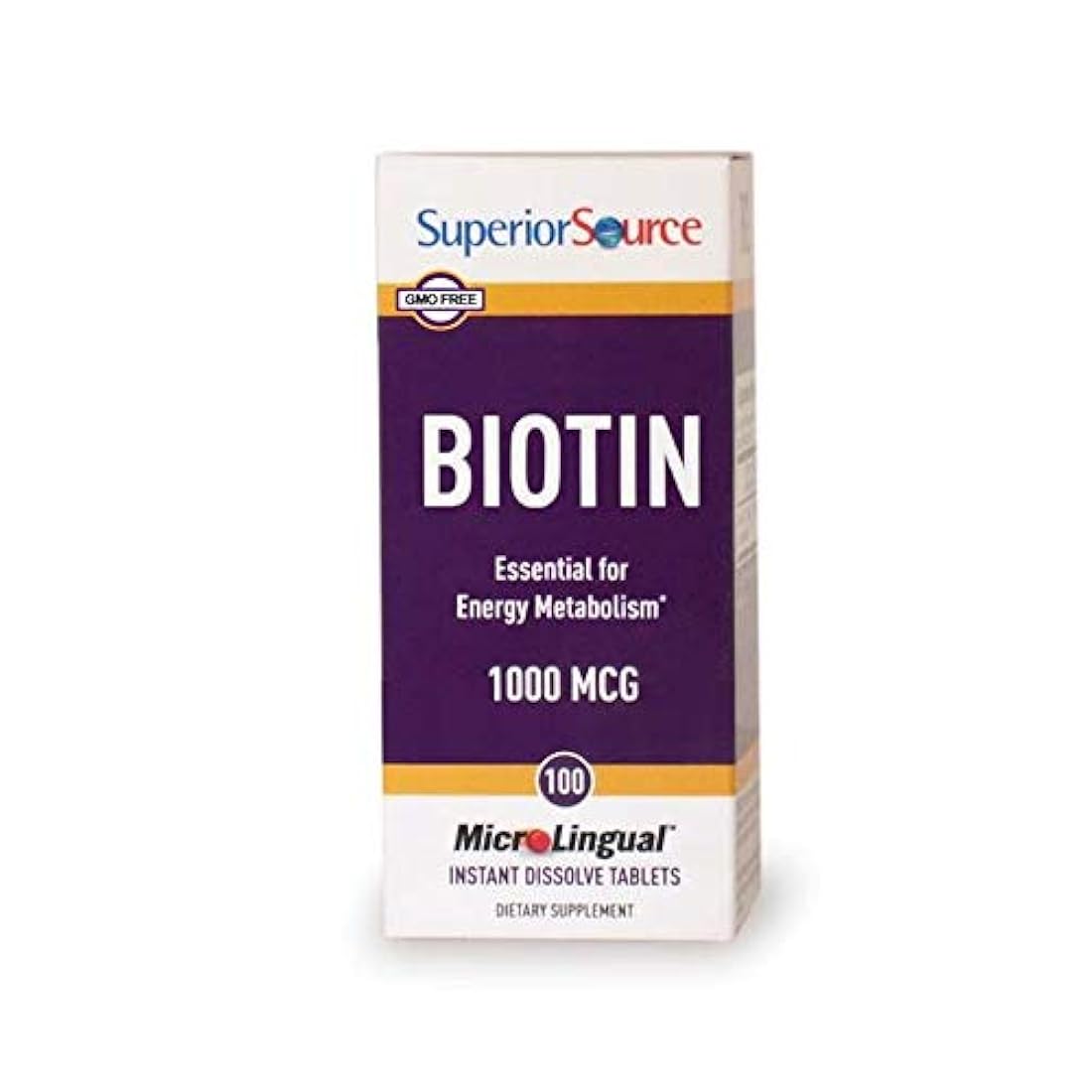 Superior Source Biotina [1000 mcg] Sublingual Instant Dissolve Tablets - Vitaminas para el crecimiento del cabello, la piel y las uñas - 100 unidades