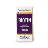 Superior Source Biotina [1000 mcg] Sublingual Instant Dissolve Tablets - Vitaminas para el crecimiento del cabello, la piel y las uñas - 100 unidades