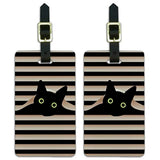 Juego de 2 etiquetas para equipaje con diseño de gato negro