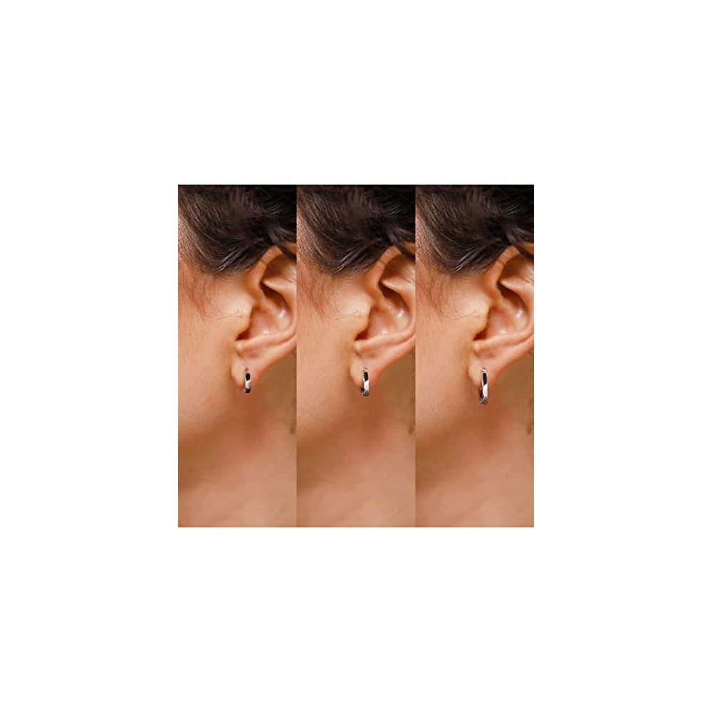 Aretes de plata de aro 3 pares para mujer