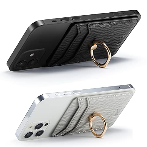 Tarjetero RFID para teléfono celular, tarjetero adhesivo de crédito para la parte posterior del teléfono para la mayoría de teléfonos inteligentes (gris)