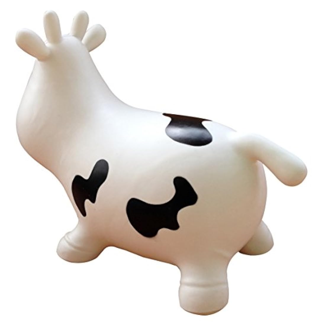 Vaca saltarina blanca con bomba de mano inflable, animal