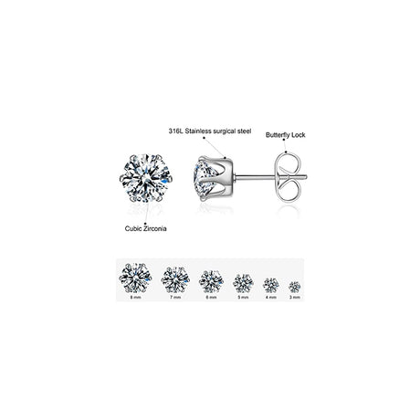 Aretes tipo dormilona  acero inoxidable para mujer y hombre