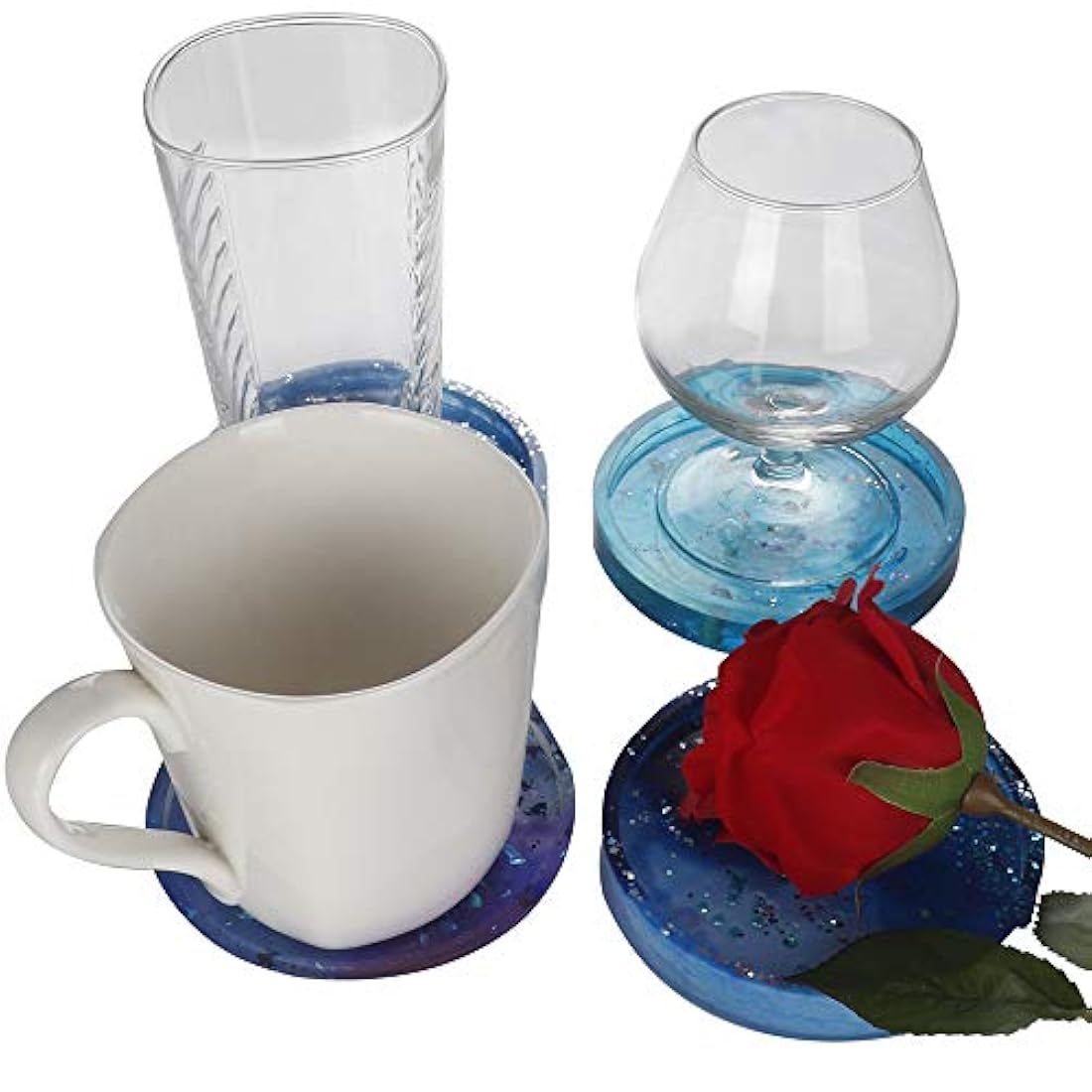 4 moldes grandes de silicona para posavasos redondos
