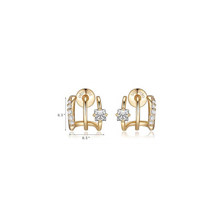 Aretes tipo dormilona triples chapados en oro de 14 quilates