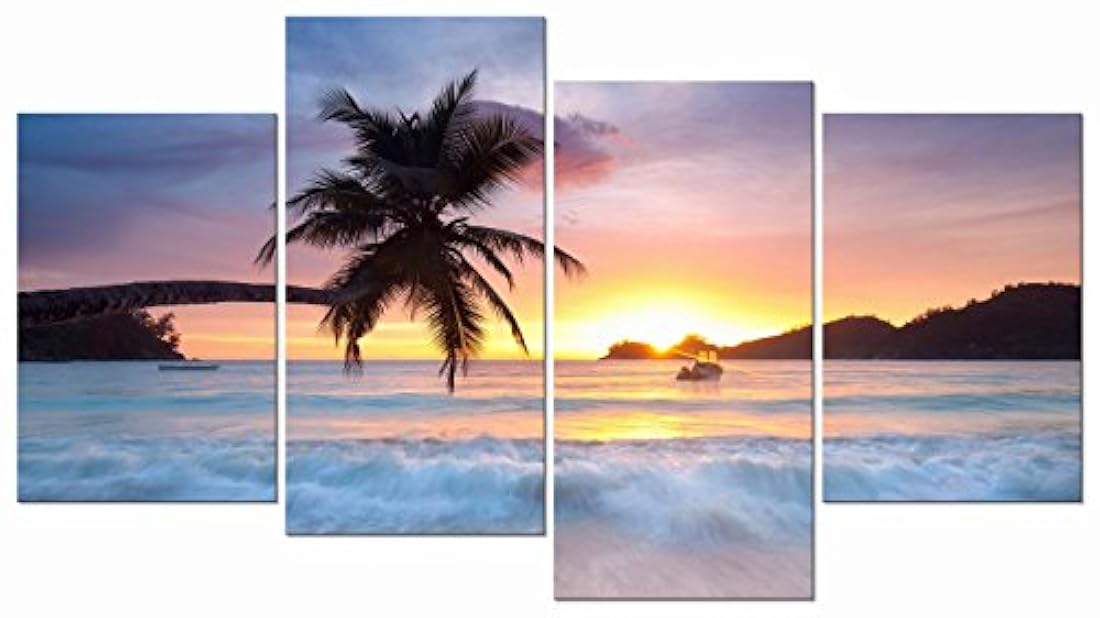 Playa tema 4 paneles Giclee Lienzos Sobre lona de paisaje