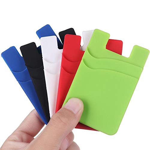 BIAJIYA Portatarjetas de teléfono de silicona para tarjetas de crédito con bolsillo para teléfonos inteligentes (5 negro*)