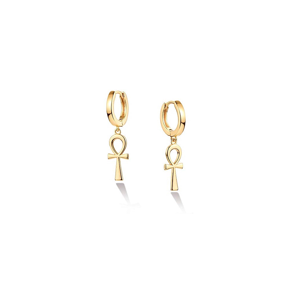 Aretes contra el mal de ojo de aro  chapados en oro