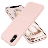 OTOFLY Funda de goma de gel de silicona líquida a prueba de golpes para iPhone Xs/iPhone X, antiarañazos y huellas dactilares, compatible con iPhone X/iPhone Xs de 5.8 pulgadas (2018), (rosa tiza)