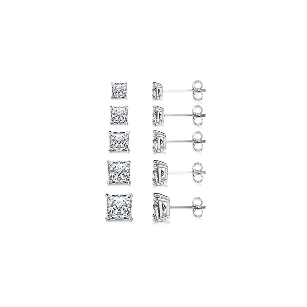 Aretes chapados en oro blanco de 18 quilates con circonita