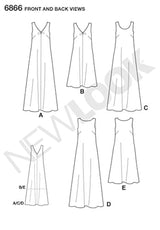 New Look patrón de costura 6866 Vestidos de señoritas