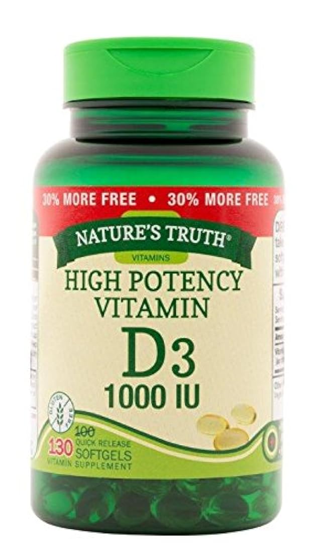 Nature 's Truth vitamina D3 1000 IU, 130 unidades (paquete de 3)