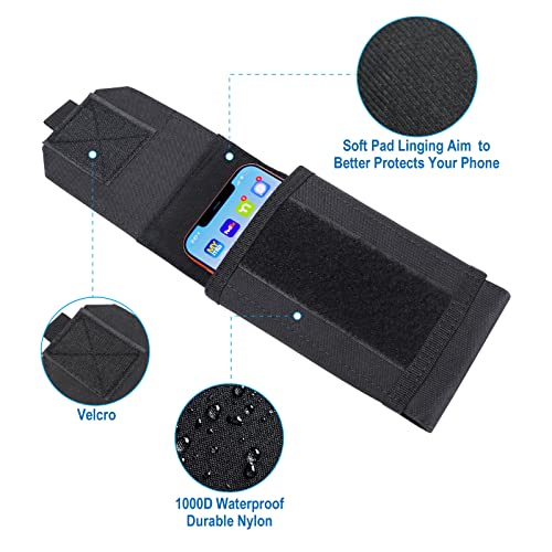 Heyqie Funda táctica negra Molle para teléfono móvil, resistente al agua, para iPhone 11, 12, 13, Pro Max, Samsung S22, S21, S20, FE Note 20, A02S, menos de 6.7 pulgadas, con 2 parches de bandera de EE. UU