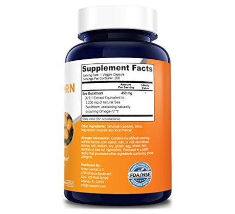 Sea Buckthorn (Omega 7) 2250 mg 200 cápsulas vegetal