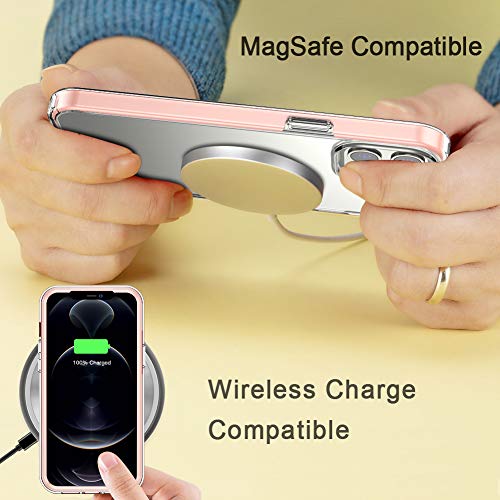 COOLQO - Funda transparente de silicona de cuerpo completo 360º a prueba de golpes, compatible con iPhone 12 / iPhone 12 Pro de 6.1 pulgadas [con 2 protectores de pantalla de vidrio templado], rosa