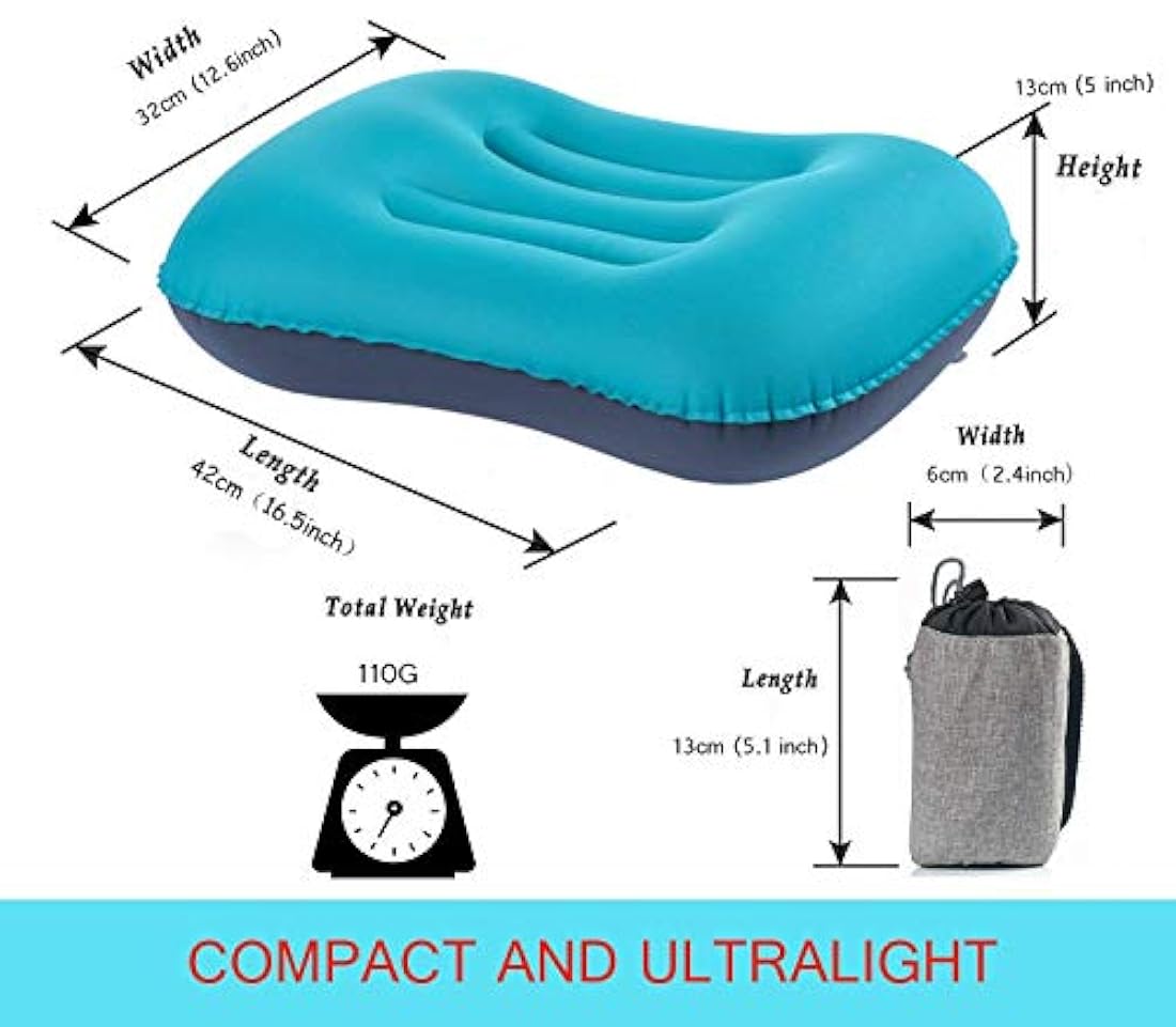 SUNYAO Almohadas de camping inflables ultraligeras