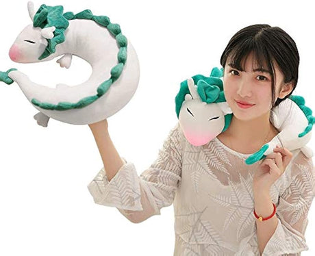 Almohada de dragón blanco con diseño de anime y dragón Haku