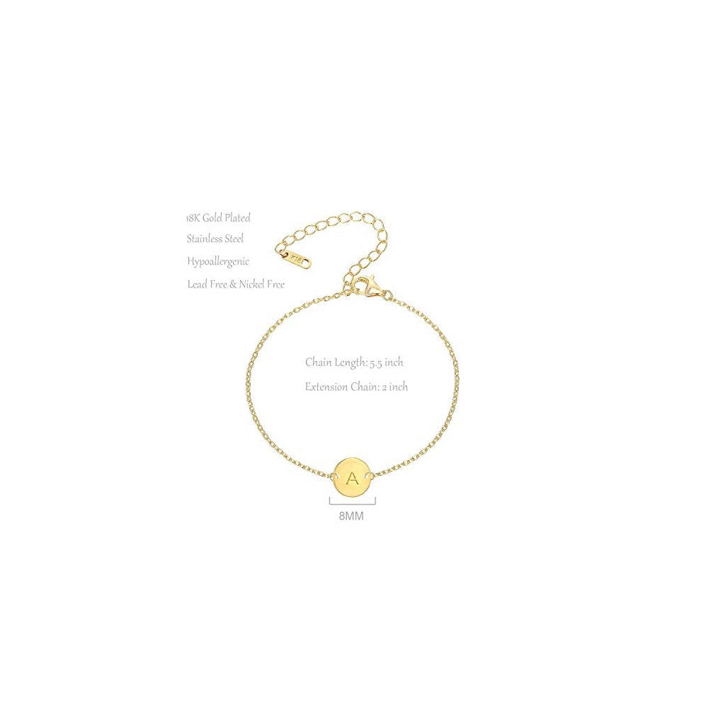 Pulseras y tobilleras con inicial chapada en oro