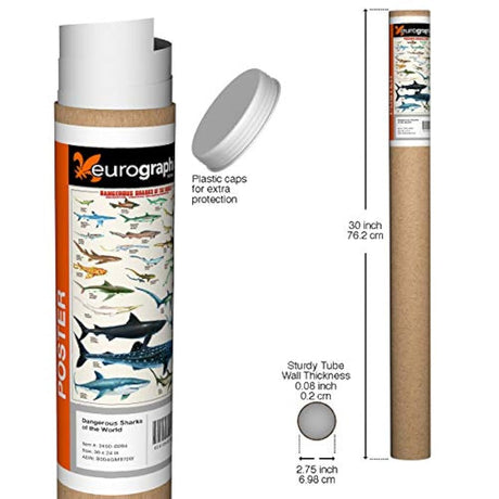 Eurographics – Póster de tiburón, impresión 24 x 36