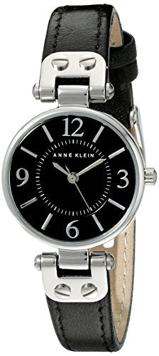 reloj con correa de cuero negro para mujer