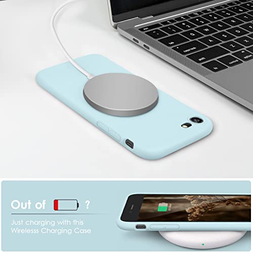 DTTOCASE - Funda para iPhone SE 2022/2020, iPhone 8, iPhone 7, funda de silicona líquida para iPhone SE 8 7 de 4.7 pulgadas, funda protectora colorida suave y sedosa para niñas y mujeres, azul hielo