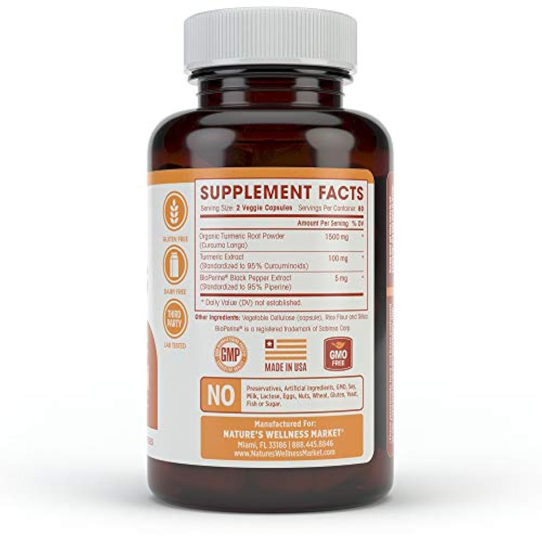 1600 mg de curcumina torcerica  bioperina y pimienta negra