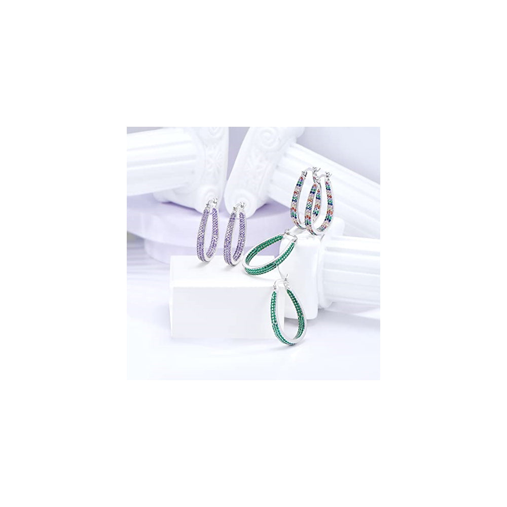 Aros de argolla con varilla de plata de ley para mujer