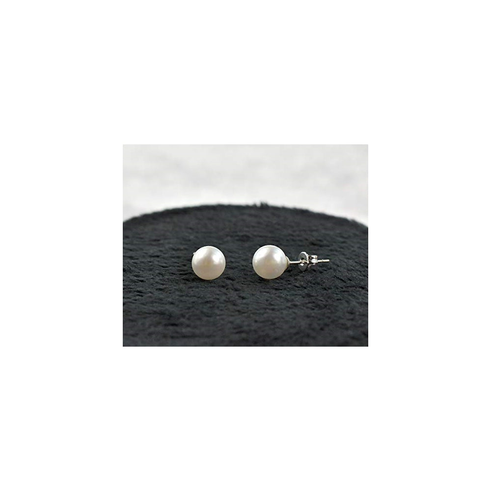 Aretes de perlas de plata hipoalergénicos para mujeres