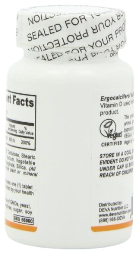 Deva Vegan Vitamins Vegan Vitamina D 800 IU tabletas