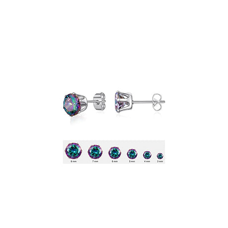 Aretes tipo dormilona de acero inoxidable 6 pares