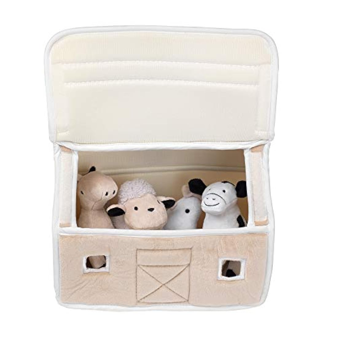 peluche con 4 animales de peluche, color gris y blanco