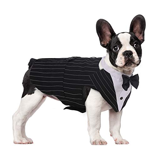 DISFRAZ estilo esmoquin Dog Tuxedo Dog Suit and Bandana Set, Dogs Tuxedo Wedding Party Suit, Dog Prince Wedding Bow Tie Shirt Formal Dog Weeding Attire for Large and Medium Dogs Golden Retriever Samo Bulldogs