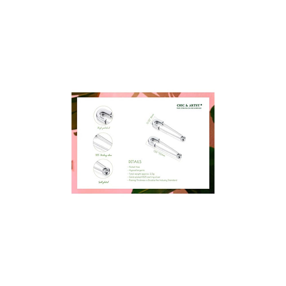 Aretes de plata con pasador de seguridad para mujeres